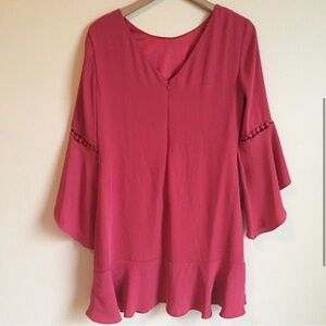 WHBM Drama Sly Shift Dress Bell Sleeve Boho Pink 8